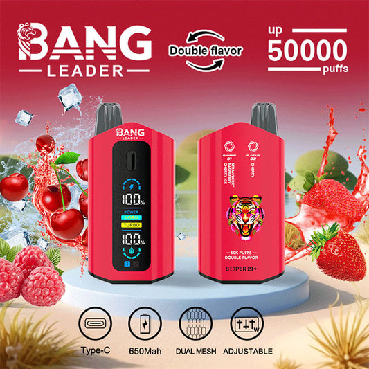 Bang Leader 50000 Disposable Vape - 50K Puffs, 36mBang Leader 50000 Puffs Disposable Vape (0% to 5% Nicotine) – Dual Pods(20mL+20mL) Unmatched Performance 650mAh battery 12 Flavors l E-Liquid (0-5% Nicotine) 36mL650mAh 12 Flavors