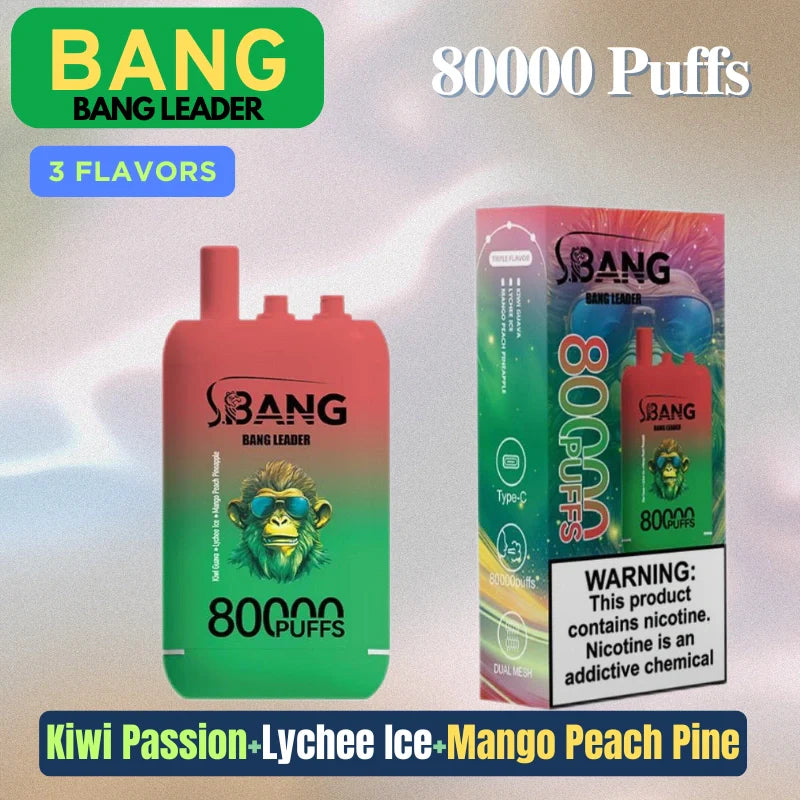 Bang leader 80000 Puffs Triple Flavors Disposable Price Super Sale-850mAh Battery, Multiple Nicotine 12 Flavors