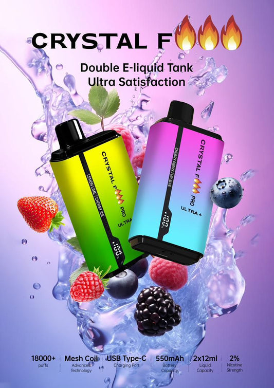 Crystal Fire Pro Ultra 18k puffs 20mg-2ML 25 NEW stunning editions
