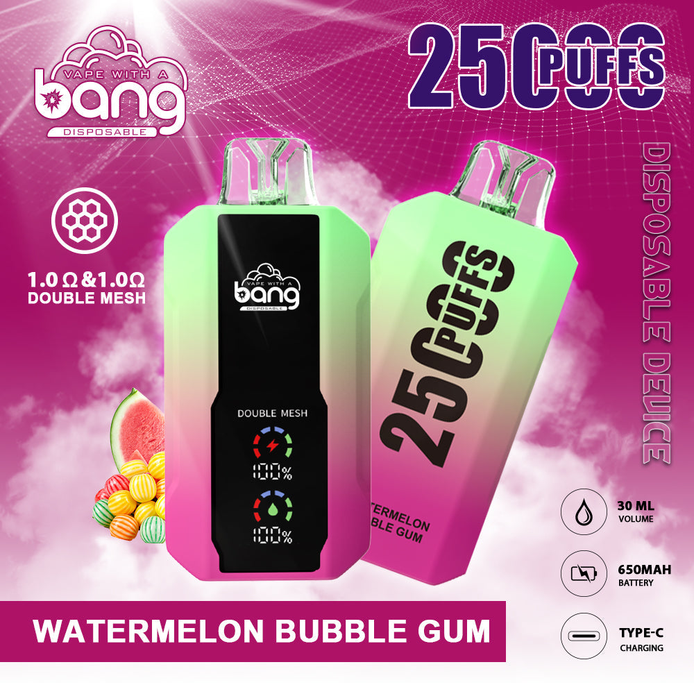 Bang 25000 Puffs Smart Full Screen Turn Ice Wholesale Disposable Vape E Cigarette Puff 25k Prefilled Pod-850mAh Battery, 30ml E-liquid, Multiple Nicotine 16 Flavors
