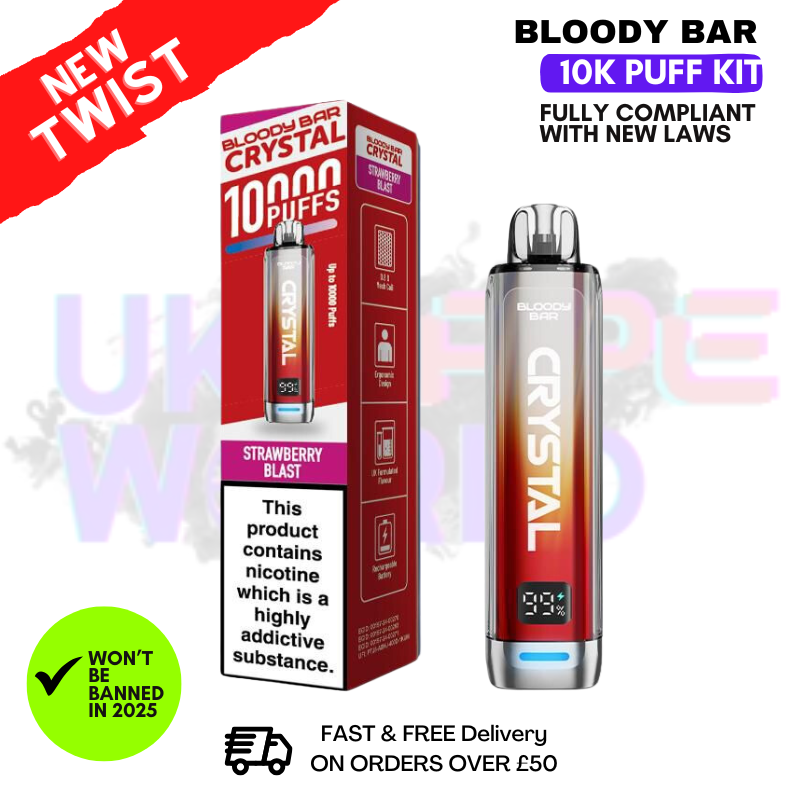 Bloody Bar Crystal Strawberry Blast 10K Puff Pod Kit