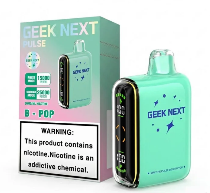 GEEK NEXT Pulse 25000 Puffs 25K DISPOSABLE 5 PER PACK, |25000 Puff Disposable Vape  5% Nic,E-JUICE CAPACITY. 18.0 ml ; PUFF COUNT. ~ 25000 / ~ 15000 Pulse ; BATTERY SIZE. 820 mAh.