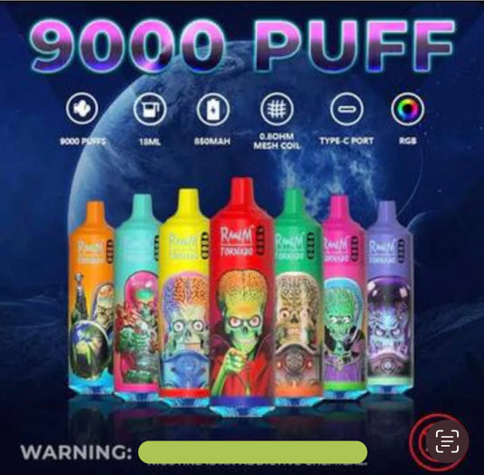 RandM Tornado 9000 Puffs 0% Nicotine Disposable Vape