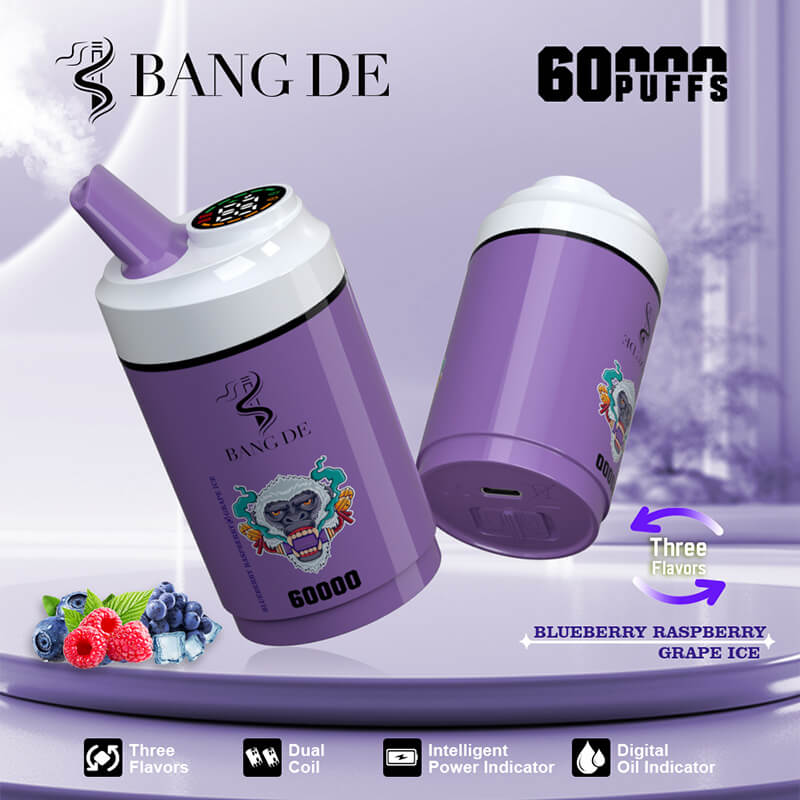 Bang DE 60K 3 in 1 Flavors Hot-Selling Model Wholesale Deal-850mAh battery, 60ml E-liquid, Multiple Nicotine 12 Flavors