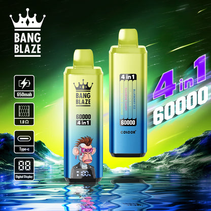 BANG BLAZE 4IN1 60000 Puffs Disposable Vape Wholesale(0% to 5% Nicotine) 56ML e-liquid &nbsp;650mAh 12 Flavors