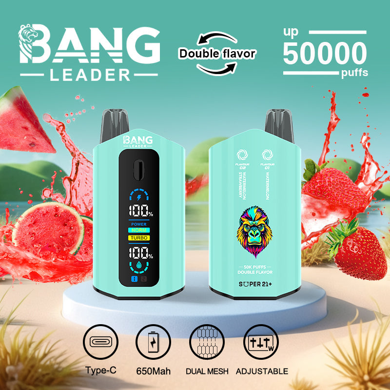 Bang Leader 50000 Puffs Disposable Vape (0%-5% Nicotine) – Dual Pods(20mL+20mL) Unmatched Performance 650mAh 12 Flavors