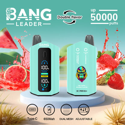 Bang Leader 50000 Puffs Disposable Vape (0%-5% Nicotine) – Dual Pods(20mL+20mL) Unmatched Performance 650mAh 12 Flavors