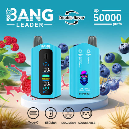 Bang Leader 50000 Puffs Disposable Vape (0%-5% Nicotine) – Dual Pods(20mL+20mL) Unmatched Performance 650mAh 12 Flavors