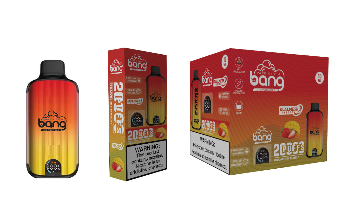 Bang 20000 Puffs Vape 20K Disposable Vape Pen E Cigarette Prefilled025ml 650mAh Disposable Vape 16 Flavors