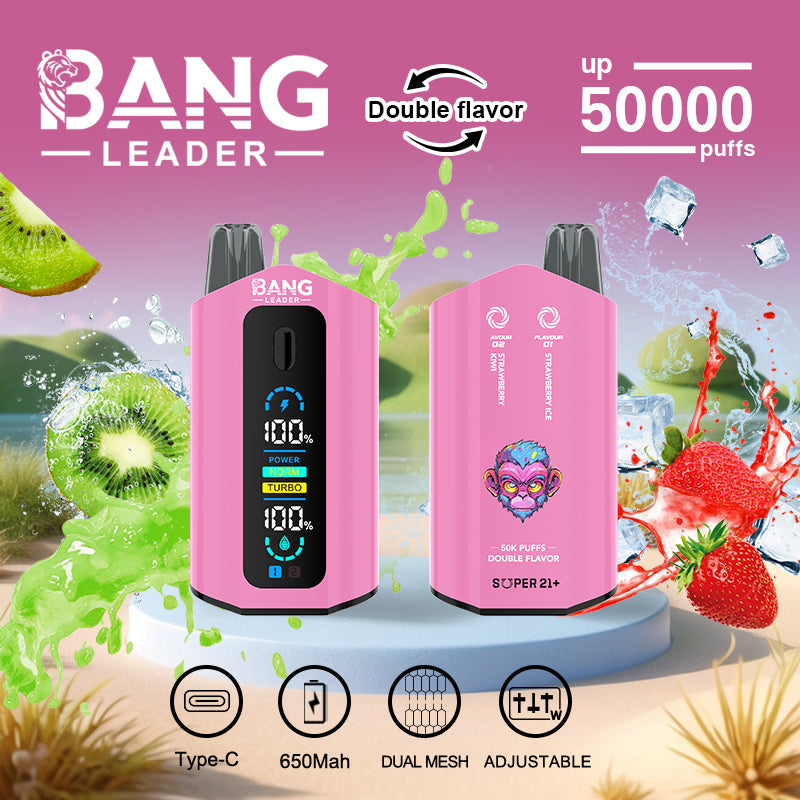 Bang Leader 50000 Puffs Disposable Vape (0%-5% Nicotine) – Dual Pods(20mL+20mL) Unmatched Performance 650mAh 12 Flavors