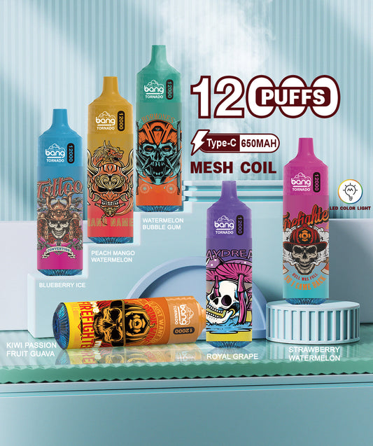 BangKing 12000 Puffs Smart Full Screen Turn Ice Wholesale Disposable Vape Puff 12k Prefilled Pod-850mAh Battery, 40ml E-liquid, Multiple Nicotine 12 Flavors