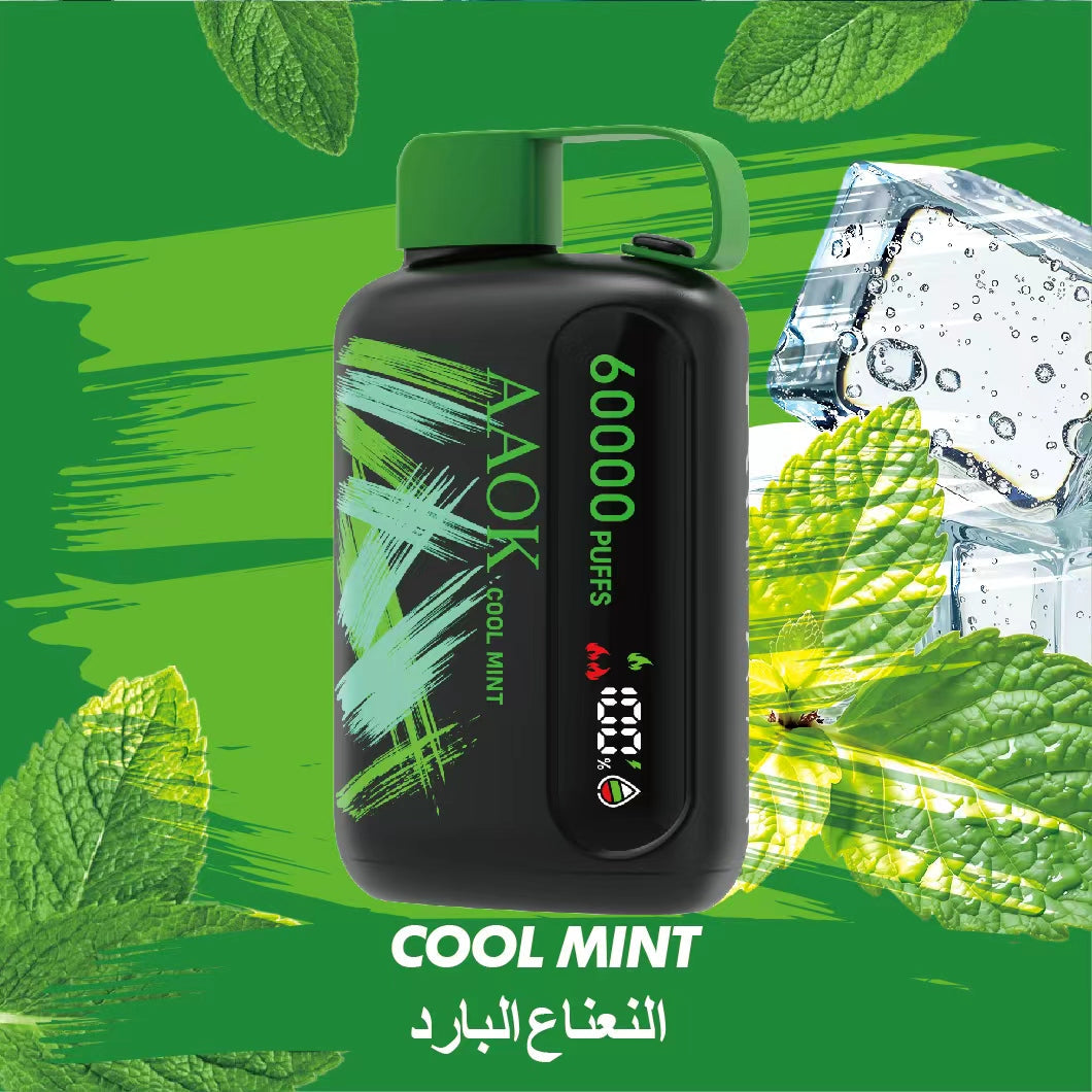 AAOK 60000puffs Single/Dual/OFF Switch Button Airflow Adjutable and Display 25ml Disposable Vape