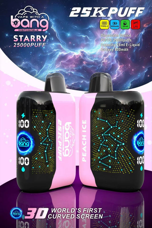 Bang starry 25000 puffs Disposable Vape-850mAh Battery, 30ml E-liquid, Multiple Nicotine 16 Flavors
