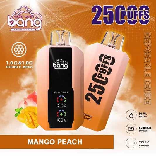Bang 25000 Puffs LCD Screen Vape Dual Bang 25000 Puffs Vape 25K Disposable Vape Pen E Cigarette Prefilled 30ml 650mAh Disposable Vape 12 Flavors