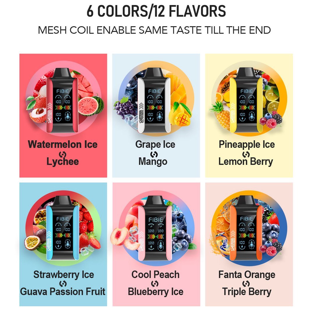 WATERMELON ICE & LYCHEE -FIBIE 15000 PUFFS Dual Flavors Disposable Vapor Wands(15000 PUFFS)