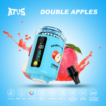 ATVS 120000 120K Puffs:DTL Hookah Head Disposable Vape with LED Display ;50 ml, 2200 mAh, DTL, USB-C