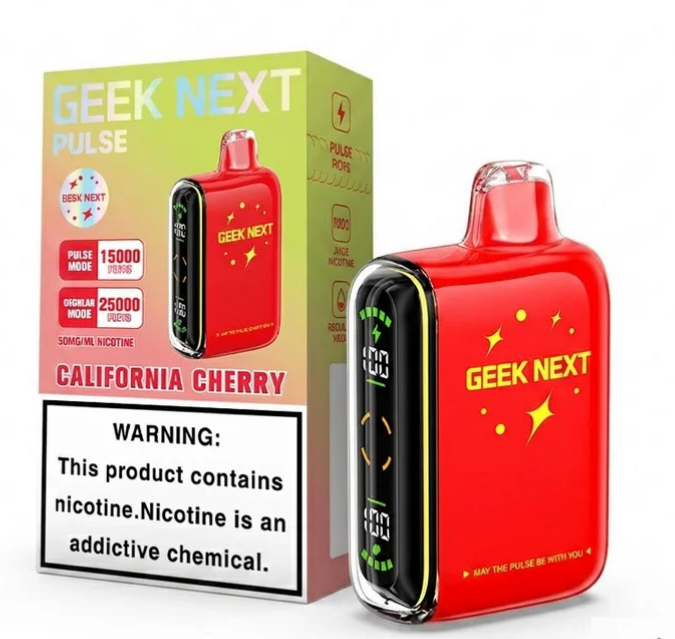 GEEK NEXT Pulse 25000 Puffs 25K DISPOSABLE 5 PER PACK, |25000 Puff Disposable Vape  5% Nic,E-JUICE CAPACITY. 18.0 ml ; PUFF COUNT. ~ 25000 / ~ 15000 Pulse ; BATTERY SIZE. 820 mAh.