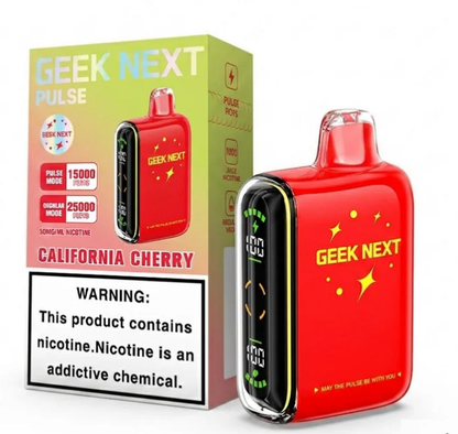 GEEK NEXT Pulse 25000 Puffs 25K DISPOSABLE 5 PER PACK, |25000 Puff Disposable Vape  5% Nic,E-JUICE CAPACITY. 18.0 ml ; PUFF COUNT. ~ 25000 / ~ 15000 Pulse ; BATTERY SIZE. 820 mAh.