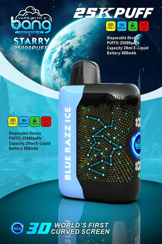 Bang starry 25000 puffs Disposable Vape-850mAh Battery, 30ml E-liquid, Multiple Nicotine 16 Flavors