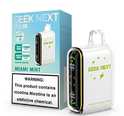 GEEK NEXT Pulse 25000 Puffs 25K DISPOSABLE 5 PER PACK, |25000 Puff Disposable Vape  5% Nic,E-JUICE CAPACITY. 18.0 ml ; PUFF COUNT. ~ 25000 / ~ 15000 Pulse ; BATTERY SIZE. 820 mAh.