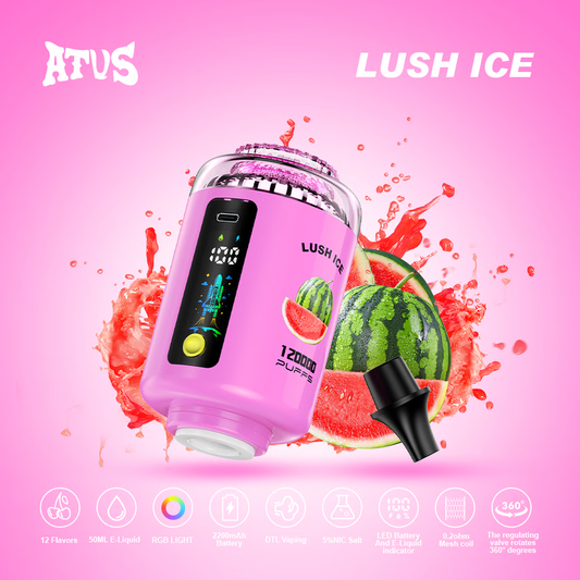 ATVS 120000 120K Puffs:DTL Hookah Head Disposable Vape with LED Display ;50 ml, 2200 mAh, DTL, USB-C