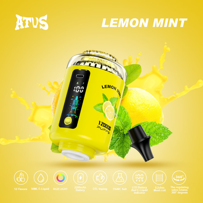 ATVS 120000 120K Puffs:DTL Hookah Head Disposable Vape with LED Display ;50 ml, 2200 mAh, DTL, USB-C