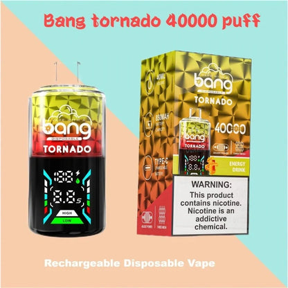 Bang With A Vape 40000 Tornado Wholesale Factory Price Good Sale-850mAh Battery, 40ml E-liquid, Multiple Nicotine 12 Flavors