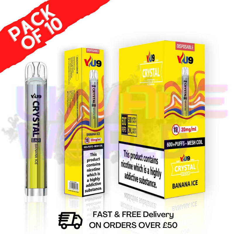 Banana ICE - Crystal Bar Puffs 600 VU9 Box Of 10