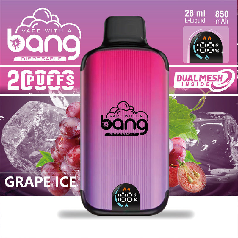 Bang Disposable Vape 20000 puffs Original Randm Tornado(0% to 5% Nicotine) Digital Smart Screen 25.0mL 650mAh 12 Flavors
