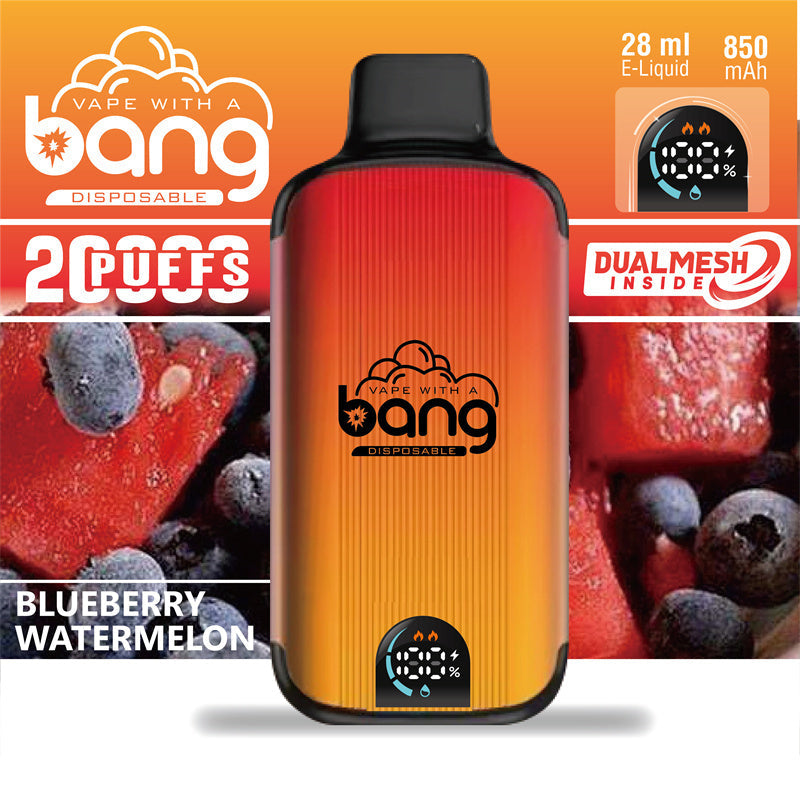 Bang 20000 Puffs LED Display Disposable Vape Bang King Double Crystal 20000 Puffs Vape 20K Disposable Vape Pen E Cigarette Prefilled-650mAh Battery, 25ml E-liquid, Multiple Nicotine 12 Flavors