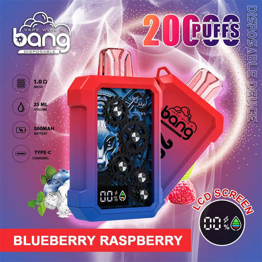 BANG Original China Europe UK Asia Metal Gear 20000 with LCD Screen Disposable Vape Device E-Cigarette Wholesale Supplier Distributor and OEM ODM-500mAh Battery, 25ml E-liquid, Multiple Nicotine 12 Flavors