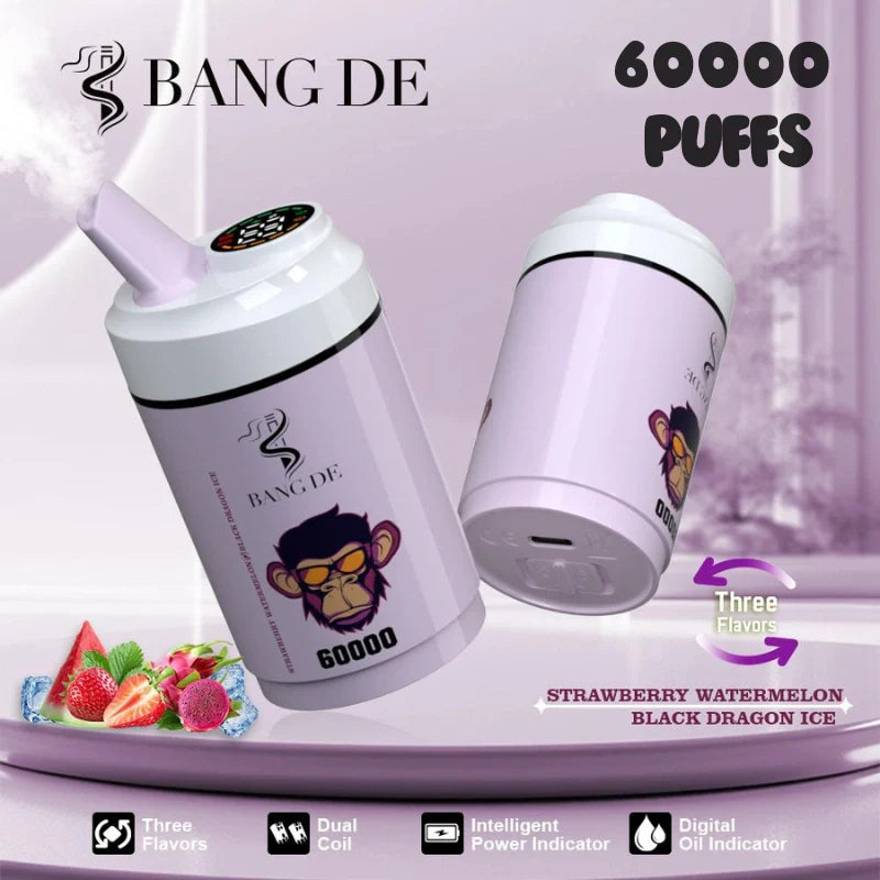 Bang DE 60K 3 in 1 Flavors Hot-Selling Model Wholesale Deal-850mAh battery, 60ml E-liquid, Multiple Nicotine 12 Flavors