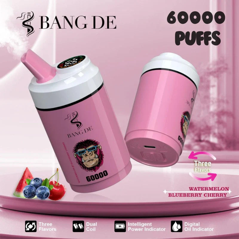 Bang DE 60K 3 in 1 Flavors Hot-Selling Model Wholesale Deal-850mAh battery, 60ml E-liquid, Multiple Nicotine 12 Flavors