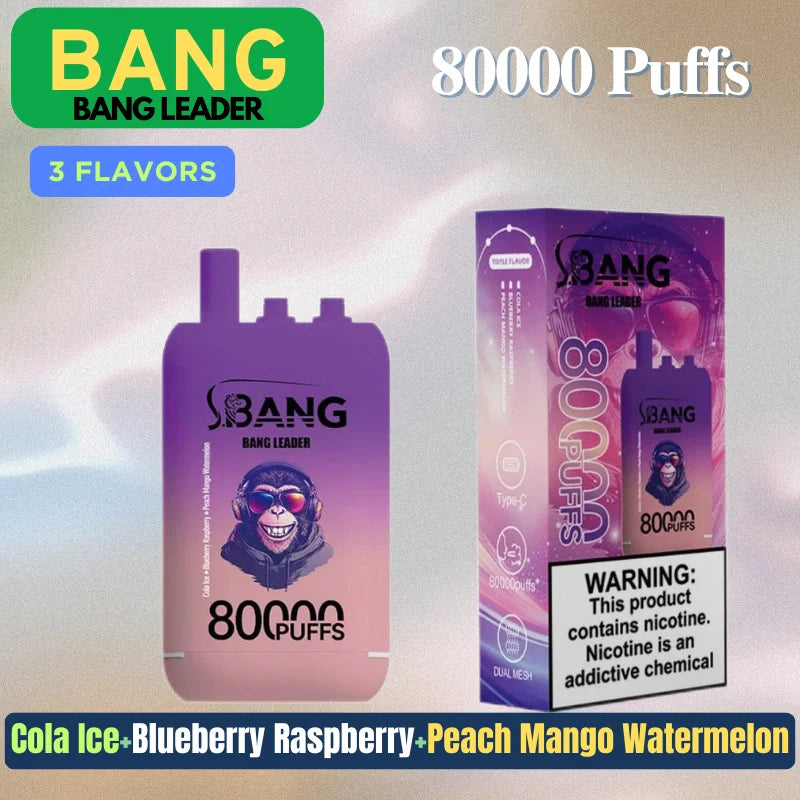 Bang leader 80000 Puffs Triple Flavors Disposable Price Super Sale-850mAh Battery, Multiple Nicotine 12 Flavors