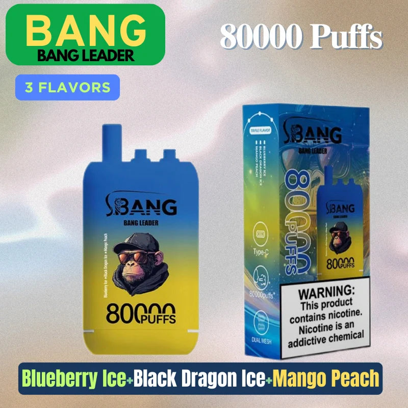 Bang leader 80000 Puffs Triple Flavors Disposable Price Super Sale-850mAh Battery, Multiple Nicotine 12 Flavors