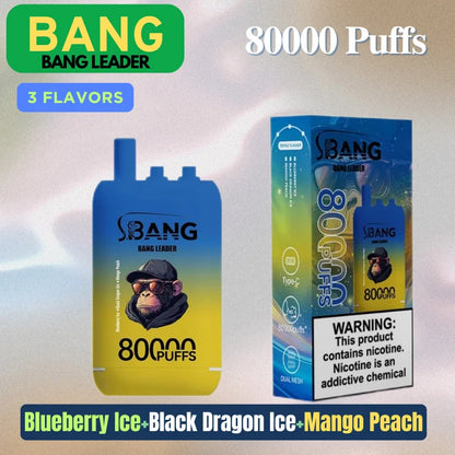 Bang leader 80000 Puffs Triple Flavors Disposable Price Super Sale-850mAh Battery, Multiple Nicotine 12 Flavors