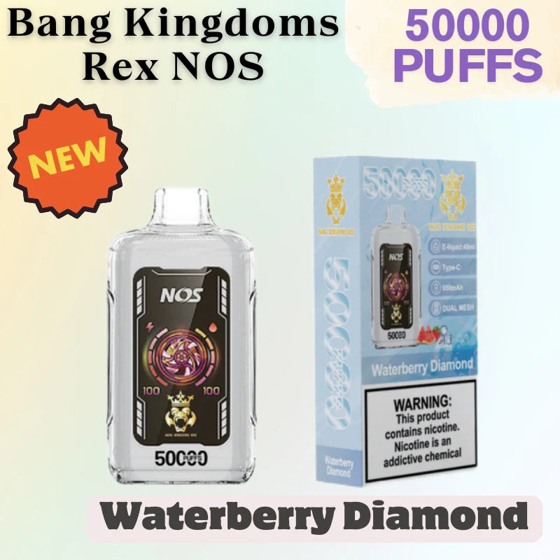 Bang Kingdoms Rex NOS 50k Crystal Vape Best Seller Discounted Price-950mAh battery, 40ml E-liquid, Multiple Nicotine 10 Flavors