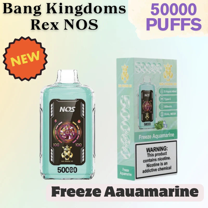 Bang Kingdoms Rex NOS 50k Crystal Vape Best Seller Discounted Price-950mAh battery, 40ml E-liquid, Multiple Nicotine 10 Flavors