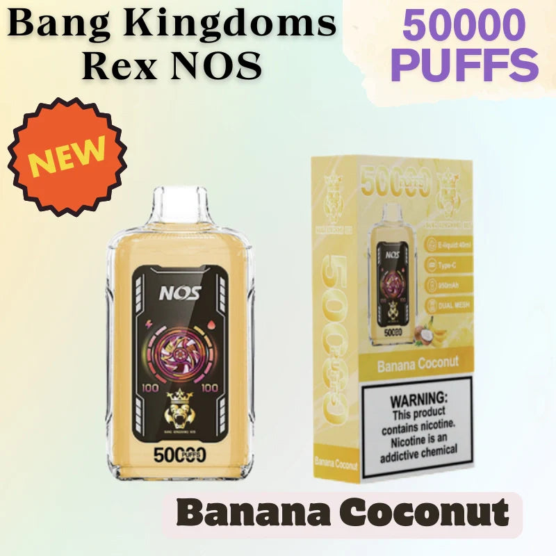 Bang Kingdoms Rex NOS 50k Crystal Vape Best Seller Discounted Price-950mAh battery, 40ml E-liquid, Multiple Nicotine 10 Flavors