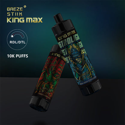 Breze Stiik Kingmax 10000 Puffs Vape Disposable Electronic Cigarettes Puff 20ml Prefilled Pod Mesh Coil Sub-ohm Adjustable Airflow