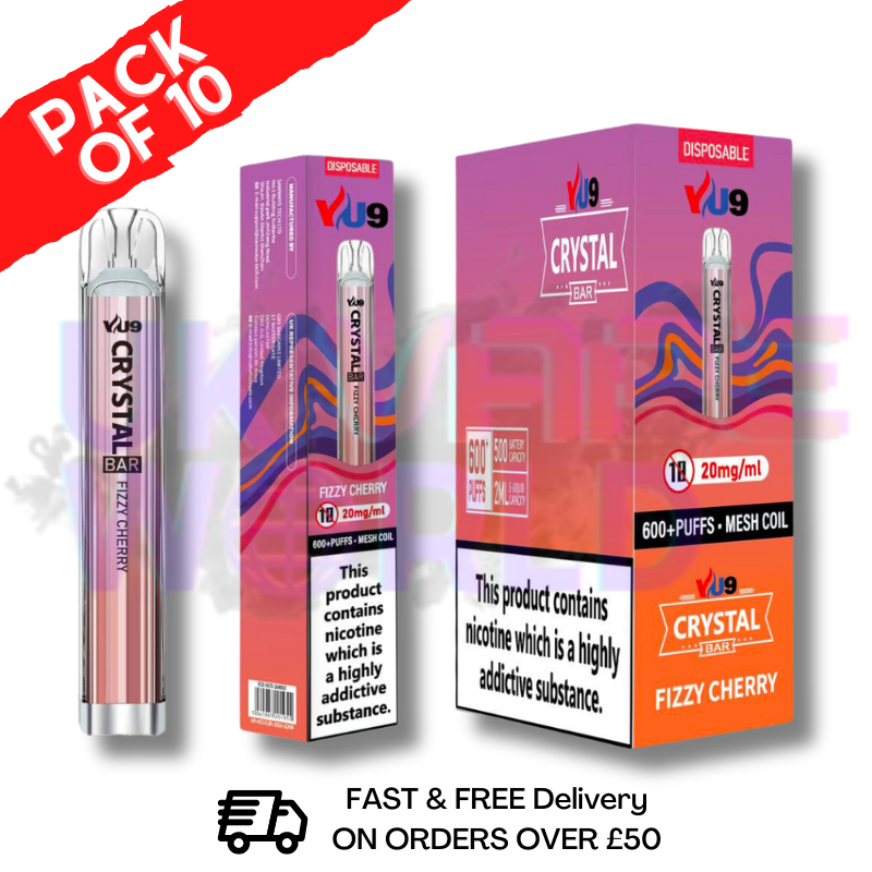 Fizzy Cherry (NEW) Crystal Bar Puffs 600 VU9 Box Of 10