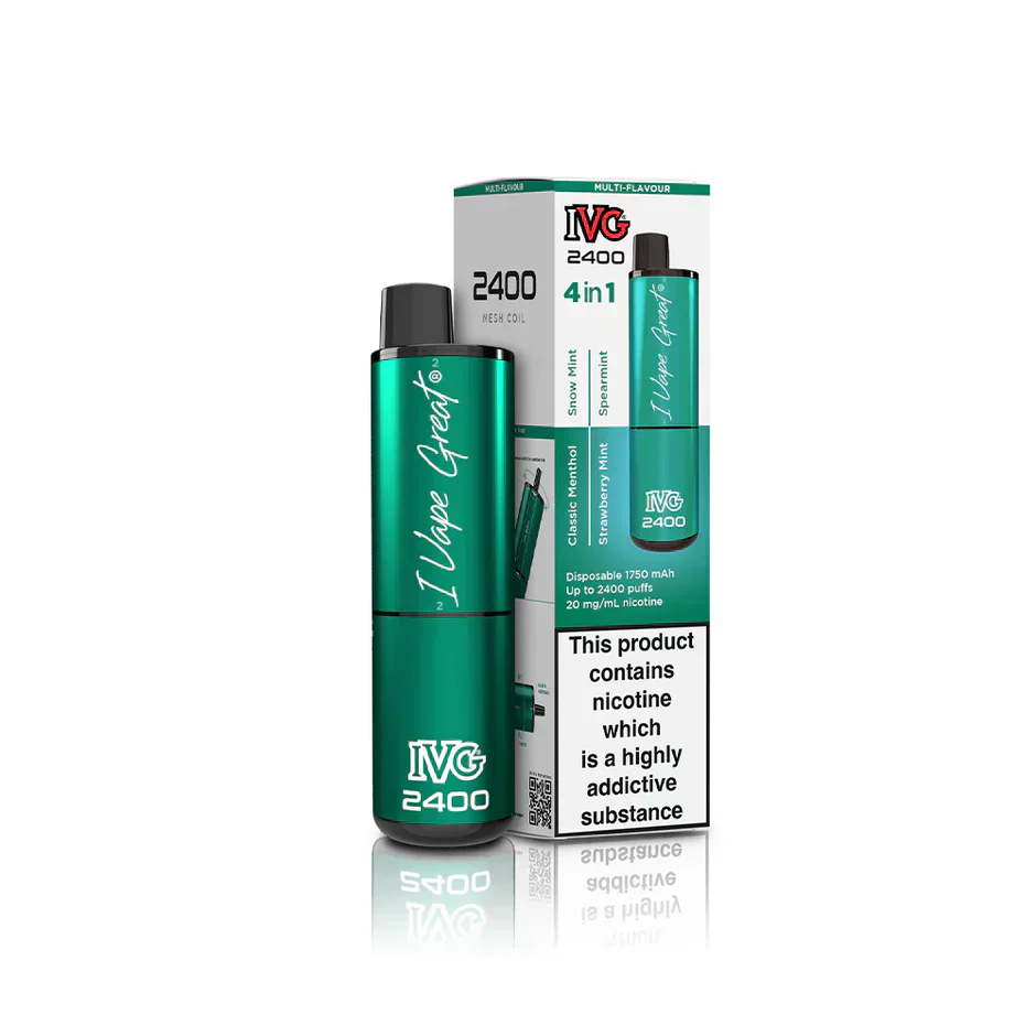 Pack of 5 PCS: IVG 2400  MULTI FLAVOUR EDITION Disposable Vape lodging 4 x 2ml units 20 mg TPD