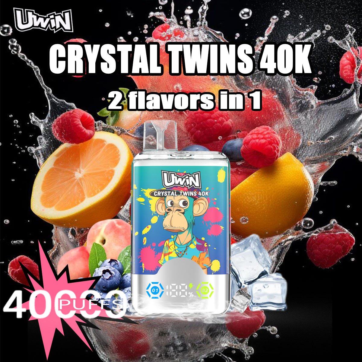 Uwin Crystal Twins 40000 Puffs Dual Flavors Disposable Vape –Ultimate Vaping Experience
