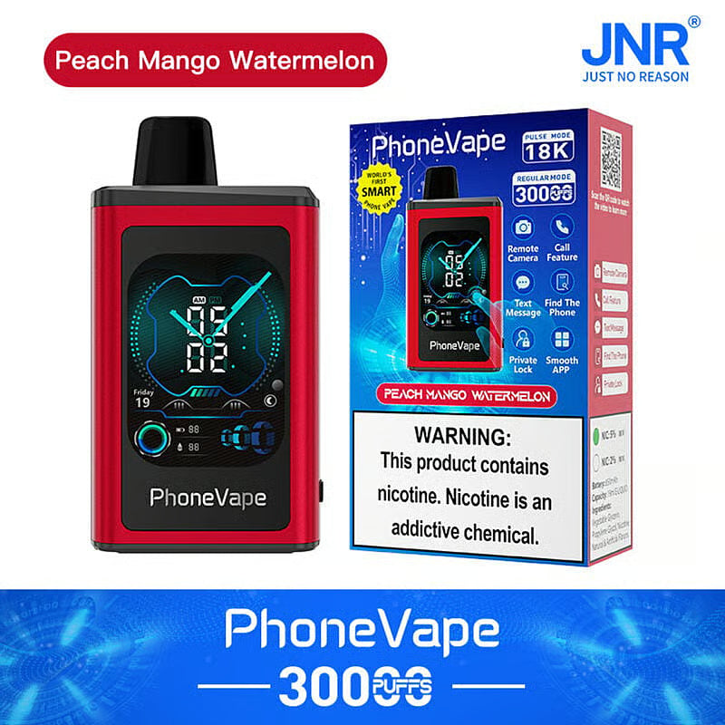 JNR Phone Vape 30000 Puffs (Box of 10)&nbsp;Latest Smart 20mg Nicotine 19ML 1000 mAh Battery 10 Flavors Disposable Vape