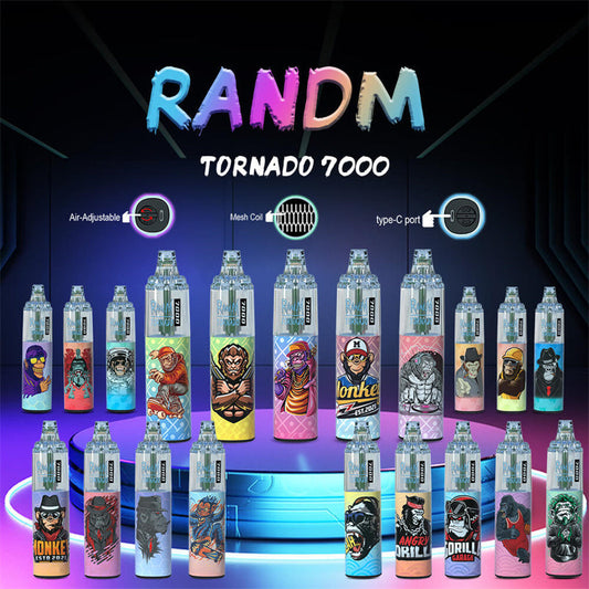 7000 Puffs Disposable Vape - RandM Tornado 14mL, RGB Lights, 56 Flavors