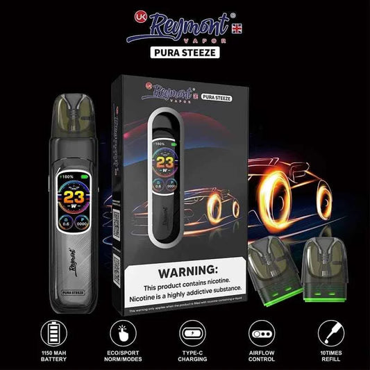 Reymont Pura Steeze Kit IML Pod Kit-1150mAh Battery, 2ml E-liquid