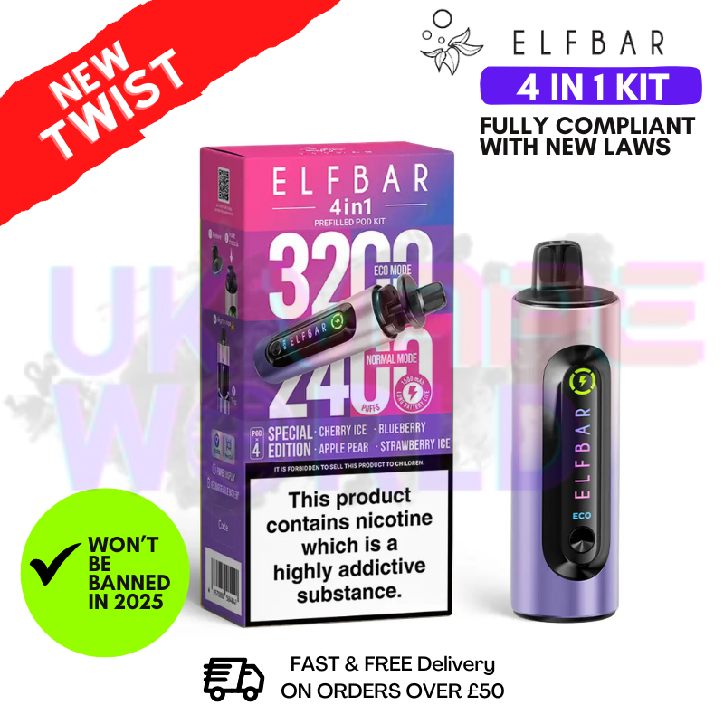 Special Edition Elf Bar 3200 & 2400 Puff (4 in 1) Prefilled Pod Kit