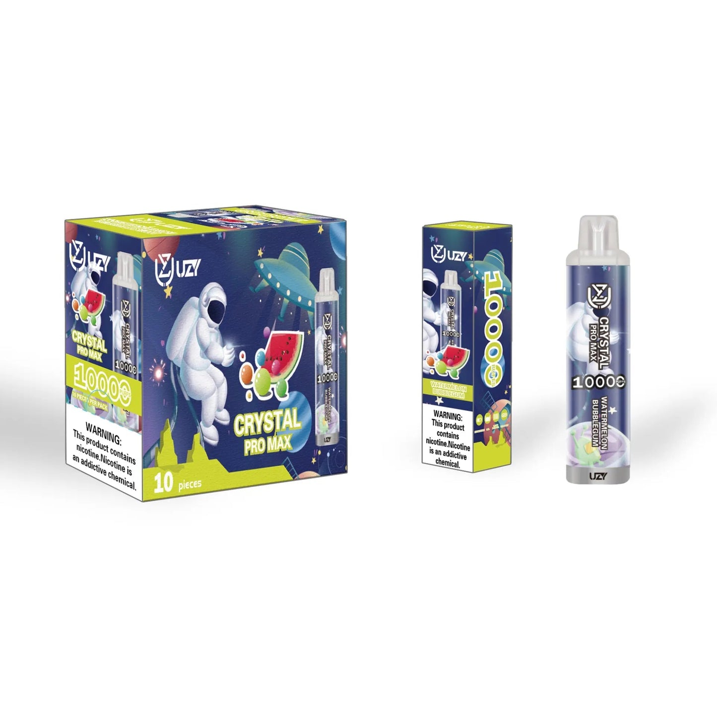 UZY Crystal Pro Max 10k Puffs 0% 2% 3% 5% Nicotine Rechargeable Disposable Pod