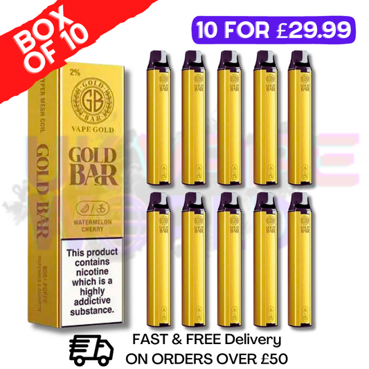 Watermelon Cherry - Gold Bar 600Puff Box of 10