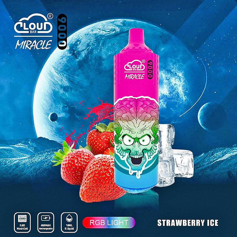 Cloud Bar Miracle 9000 Puffs 2% 3% 5% Nicotine Rechargeable Disposable vape